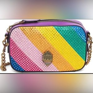 Kurt Geiger Kensington small rainbow rhinestone embellished camera bag 🌈